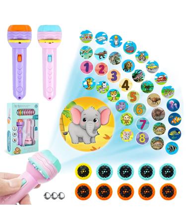 2 PCs flashlight projector for children slide projector flashlights with 80 animal patterns children projector small slide show educational toys dinosaurs sea animals transport tools digits