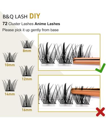 D Curl 12mm 72 Clusters B&Q Lash Clusters | Natural DIY Lash Extensions | Soft Fluffy Cluster Eyelash Extensions (B31 D-12mm) - Buy Online on SooperMarket.com