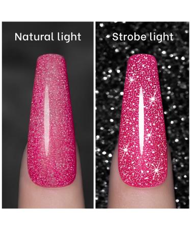 RARJSM Pink Gel Nail Polish - 7.5ml Reflective Glitter Neon Shimmer | Summer Candy Collection - Buy Online on SooperMarket.com