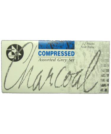 Jakar 7623 Assorted Greys Compressed Charcoal Stick (Pack of 12)