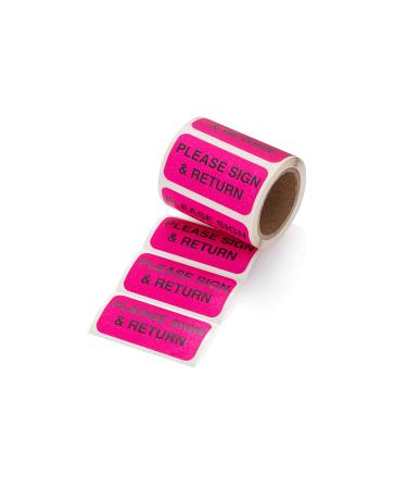 Carstens Medical Stickers  Please Sign & Return Alert and Instruction Labels for Medical Charts Pink and Black Roll of 100 Patient Chart Labels W1.5 x H.75
