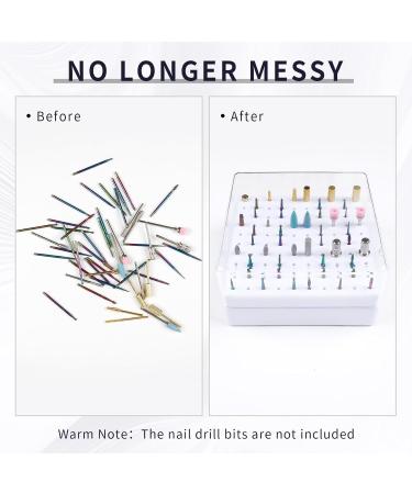 Nail Drill Bits Holder & Cleaning Brush - 100 Holes Dustproof Storage Box for Nail Art | Nail Tech Essentials (White - Buy Online on SooperMarket.com