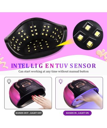 256W UV LED Nail Lamp for Gel Nails - Professional Salon Curing Light with 4 Timer Settings and Dual Light Beads - Includes 6 Free Gifts - Buy Online on SooperMarket.com
