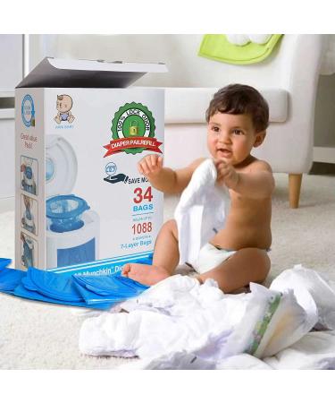Diaper Pail Refill Bags - 34 Bags, 1088 Counts - Compatible with Arm&Hammer Disposal System - Locks in Odor - Seal and Toss Design - Buy Online on SooperMarket.com