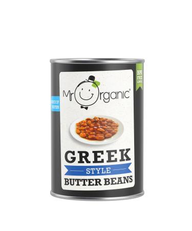 Mr Organic Greek Style Butter Beans - Authentic Mediterranean Flavours - Vegan-Friendly - Made with Organic Ingredients - Creamy and Delicious - Ideal for Soups Salads and Stews - Pack of 12