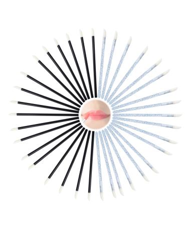 100 x Disposable Lip Brushes (Blue and Black) Disposable Lip Applicator Lip Gloss Stick Makeup Beauty Tool Set