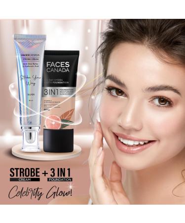 Strobe Cream - Silver 30ml | Primer + Highlighter + Moisturizer | Shea Butter & Hyaluronic Acid | Intense Hydration | Flawless Radiant Dewy Skin | Illuminating & Glowing Makeup Base - Buy Online on SooperMarket.com