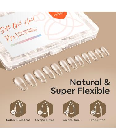 Modelones 216 Piece Full Cover Nail Tips Set - Soft Gel & Pre-Buff PMMA Resin - 12 Sizes Medium Almond - Perfect for DIY Nail Art - Buy Online on SooperMarket.com
