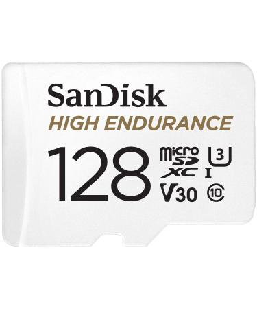 SanDisk 128GB High Endurance Video MicroSDXC Card with Adapter for Dash Cam and Home Monitoring systems - C10, U3, V30, 4K UHD, Micro SD Card - SDSQQNR-128G-GN6IA 128 GB Card Only