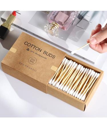 200 Count Eco-Friendly Bamboo Cotton Swabs | Wooden Buds with Double Tips | Plastic-Free & Natural | Kraft Paper Box (Drawer Box) Included - Buy Online on SooperMarket.com