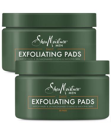 SheaMoisture Men Exfoliating Pads Textured Cotton Rounds with Witch Hazel & Niacinamide to Even and Smooth Skin Facial Skin Care Products for Men 2 Pack 30 Pads Ea
