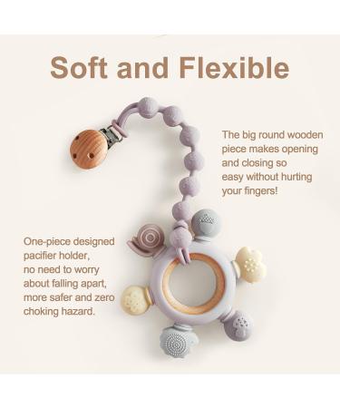 MumEZ Dummy Clip - 2 Pcs Premium Silicone Dummy Clip Boys Girls - Comfortable for Baby - Easy for Parents - BPA Free - One-Piece Design (Cream Whtite+Purple) - Buy Online on SooperMarket.com