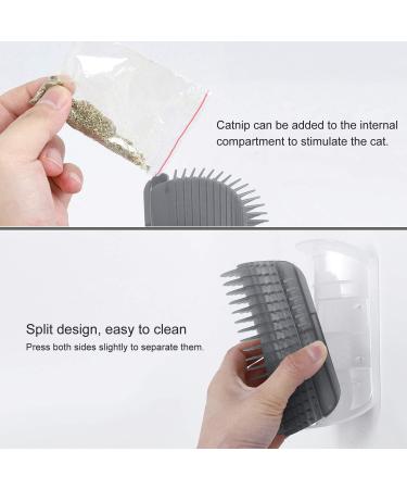 JEEZAO 2 Pack New Version Long Cat Self Groomer Wall Corner Grooming Brush Cat Massage Comb Scratcher with Catnip Bag and Ball Lengthen Comb Teeth (gray) - Buy Online on SooperMarket.com