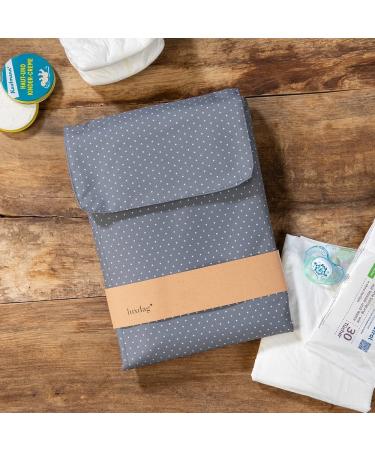 Luxdag Wrap Pad 60x60cm - Washable Diaper Bag & Change Mat with Compartments for Diapers & Wipes - Stylish Gray/Dots Design for On-the-Go Parents - Buy Online on SooperMarket.com