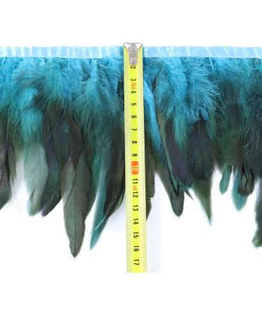 Lyras Turquoise Rooster Feathers Fringe Trim 5-7 inch Width - Pack of 2 Yards for Clothing, Costumes, Crafts - Buy Online on SooperMarket.com