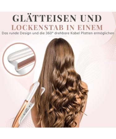 Buy Lily England 2 in 1 Hair Smoothing & Curling Iron - Rose Gold Adjustable Temperature Ceramic Coating - International Shipping Available - Buy Online on SooperMarket.com