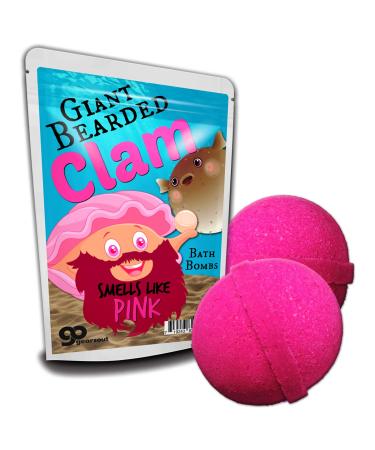 Gears Out Giant Bearded Clam Bath Bombs - Funny Pink Clam Design - XL Bath Fizzers for Women - XL Pink Bath Balls  Handcrafted  Made in America  2 pk