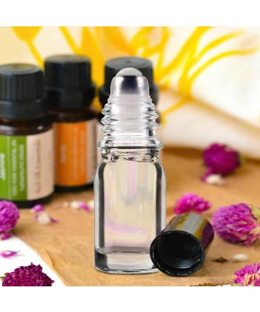 Jucoan 40 Pack 5ml Clear Glass Roll on Bottles Refillable Essential Oil Bottles with Stainless Steel Roller Balls and 5 Droppers for Sample Travel DIY Cosmetic Containers - Buy Online on SooperMarket.com