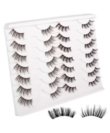 Half Lashes 14 Pairs 2 Styles False Eyelashes Natural Cat Eye Lashes with Clear Band Handmade Soft Faux Mink Half Eyelashes 1 Ounce (Pack of 1)