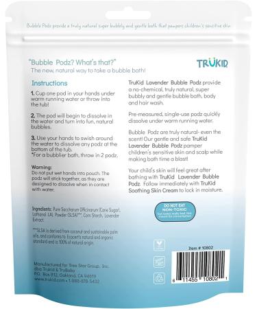 TruKid Bubble Podz Lavender Bubble Bath for Baby & Kids - Gentle, pH Balanced, Natural Ingredients - 24 Count - Buy Online on SooperMarket.com
