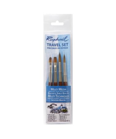 Raphael Precision Travel Brush Set, Round 1, Round 2, Flat 2, Filbert 2, Natural Round 1, Round 2, Flat 2, Filbert 2 Natural