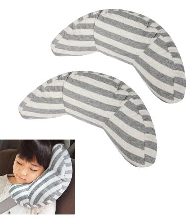 Kids Car Seat Belt Shoulder Pad 2pcs - Soft Comfort & Safety Cushion for Children - Grey Stripe - Universal Fit - Travel Pillow & Neck Support - Car Accessories for Boys & Girls - Buy Online on SooperMarket.com