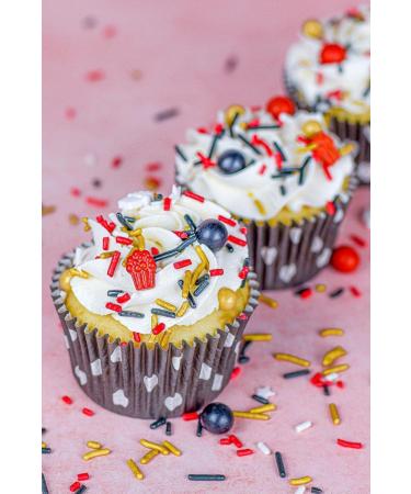 Movie Popcorn Sprinkles Edible Red and Black Confetti Cake Sprinkles Hollywood Movie Red Carpet Sprinkles for Cupcake Decorating Pearls Quin - Movie Cinema Sprinkles for Cake Decorating Decorations Movie Night - Buy Online on SooperMarket.com
