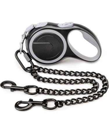 Fiyade Retractable Dog Lead for Large Medium Small Dogs Double Retractable Dog Leash with 2 Dogs Chain Lead Double Dog Ended Lead Extendable Dog Lead 5m + Metal Double Lead 70cm-L L-5m+70m