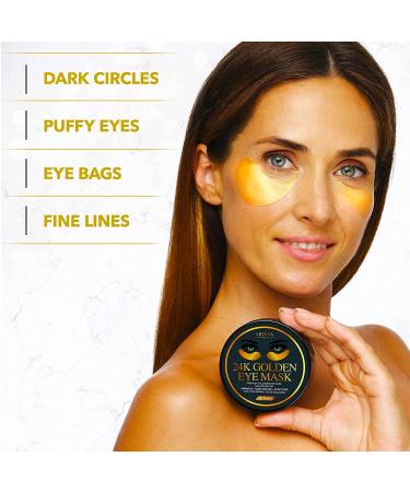 24k Gold Under Eye Mask for Dark Circles, Puffiness & Wrinkles - Collagen Eye Patches for Puffy Eyes - Skincare Treatment for Women & Men - 30 Pair - Buy Online on SooperMarket.com