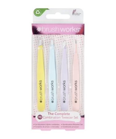 Brushworks HD 4 Piece Combination Tweezer Set - Mixed