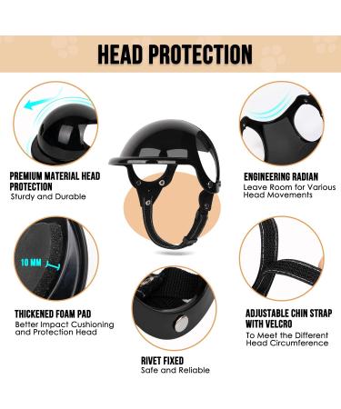 SlowTon Small Dog Helmet & Goggles Set - UV Protection Dog Sunglasses & Motorcycle Helmet for Safety Riding, Adjustable Belt & Ear Holes - Black - Buy Online on SooperMarket.com