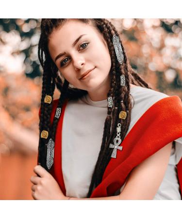 RechicGu 75PCS Silver Hair Cuff Rings Dreadlock Loc Beads Pack - Vintage Style for Braids, Wigs, Rasta Hair Accessories - Buy Online on SooperMarket.com