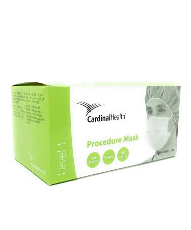 Cardinal Health AT70021 Secure-Gard Outer-Facing/Tissue Inner-Facing Procedure Mask with Earloop Polypropylene Yellow (Pack of 500)
