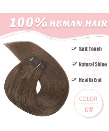 Vlasy Clip in Human Hair Extensions - 14 Inch Brown Seamless 7-Piece Set for Women - Buy Online on SooperMarket.com