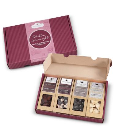 Wellnuss "Ladiesnight"- Premium gift set for women I 4 nut & chocolate snacks I gift idea for women girlfriend mother sister (4 snacks in the gift box best of chocolate) Best of Chocolate 4 snacks in the gift cardboard