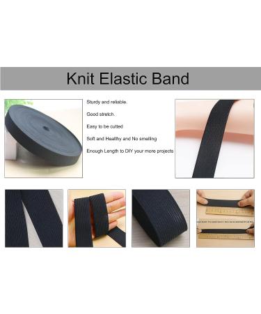 1'' Black Wide Knit Elastic Spool - 40 Yards | Heavy Stretchy Band for DIY Sewing Craft | High Elasticity Knit Band - 1 25mm Black - Buy Online on SooperMarket.com