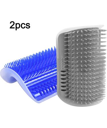 Pinsheng Cat Self Groomer 2 Pack Wall Corner Massage Comb with Catnip Pouch Grooming Comb Brush Massage Tool for Cats with Long and Short Fur(Blue&Gray) - Buy Online on SooperMarket.com