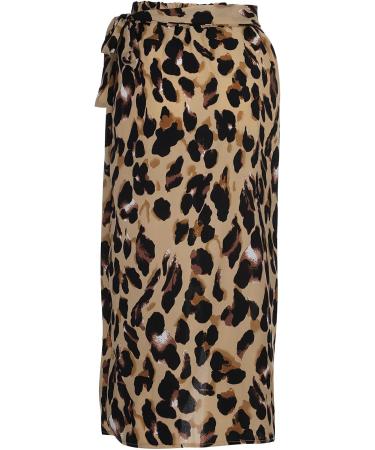 Sanahy Women's Boho Leopard High Low Split Skirt - M Brown - Buy Online on SooperMarket.com