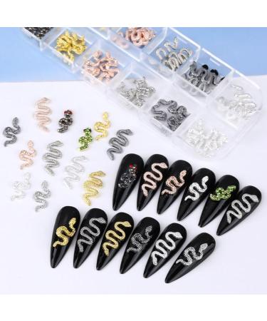 RUNRAYAY 60Pcs snake Luxury Nail Art Rhinestone 3D Dangle Nail Art Charms Crystal Gems Nail Diamond for Girl Women DIY Nail Design Craft Jewelry Making with a Box 5 Styles - Buy Online on SooperMarket.com