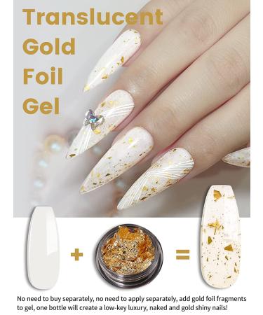 YTD Likomey Nude Gel Nail Polish 15ml - French Jelly Milky White with Gold Foil | UV Varnish for Light Skin Tone - Buy Online on SooperMarket.com