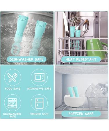 Vicloon Baby Fork and Spoon Set - Silicone Weaning Spoon Kit for Self Feeding - Easy Grip Toddler Cutlery in Light Blue - Buy Online on SooperMarket.com