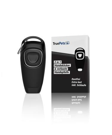 Truepets 2in1 Dog Clicker - Clicker including dog whistle - Clicker dog - Ideally suited for dog education - Clicker Doog - Clicker cat - Clicker training cat - cat/dog pipe (black)