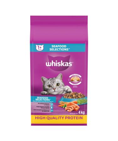 Whiskas Seafood Selections Adult Dry Cat Food With Real Salmon 4kg bag