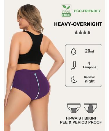 Leovqn Lace Trim Period Pants for Women XL Purple - Heavy Flow Menstrual Underwear, Leakproof Postpartum Briefs - Buy Online on SooperMarket.com