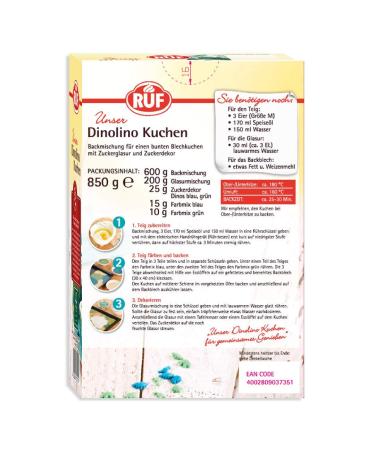 Buy Dinolino Three-Colored Cakes with Glaze & Colorful Dino Sprinkles - 2 Pack (2 x 850g) | International Shipping Available - Buy Online on SooperMarket.com