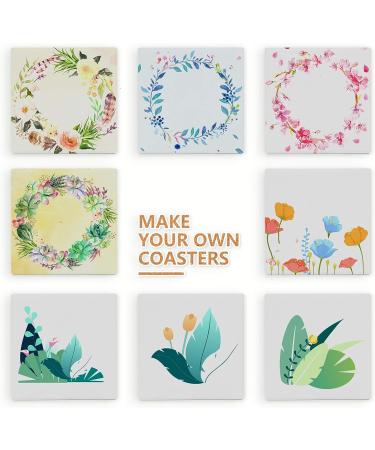 COYMOS Ceramic Tiles for Crafts Coasters - 12Pcs Blank Unglazed White Tiles - Alcohol Ink, Acrylic Pouring - 4x4 inch, 24pc Assortment with Cork Backing - Buy Online on SooperMarket.com
