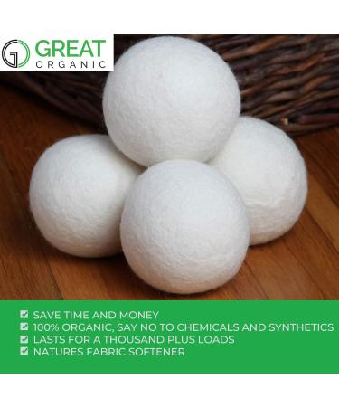 6 XL Organic Tumble Dryer Balls - 100% New Zealand Wool | Eco-Friendly Fabric Softener - Buy Online on SooperMarket.com