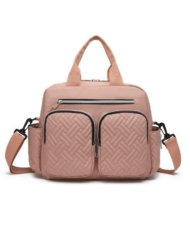 Kono Baby Changing Bag Large Weekender Travel Nappy Tote Stylish for Mom and Dad Convertible Travel Tote Messenger with Insulated Pockets Pink