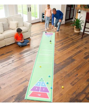 HearthSong Shuffle Zone Shuffleboard Family Game Set - 13ft Mat, 2 Cues, 8 Pucks - Buy Online on SooperMarket.com