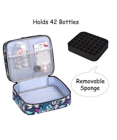 LYFFXYH Nail Polish Carrying Case - Portable Double-Layer Storage Bag for 42 Bottles (15ml) - Green Leaf Design - Ideal for Organizing Nail Polish and Manicure Set - Buy Online on SooperMarket.com
